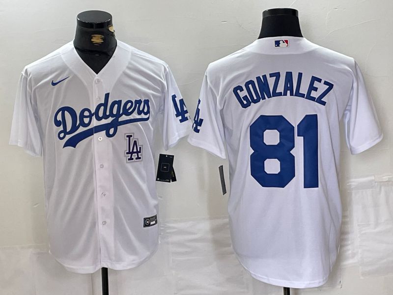 Men Los Angeles Dodgers 81 Gonzalez White Game 2024 Nike MLB Jersey style 2